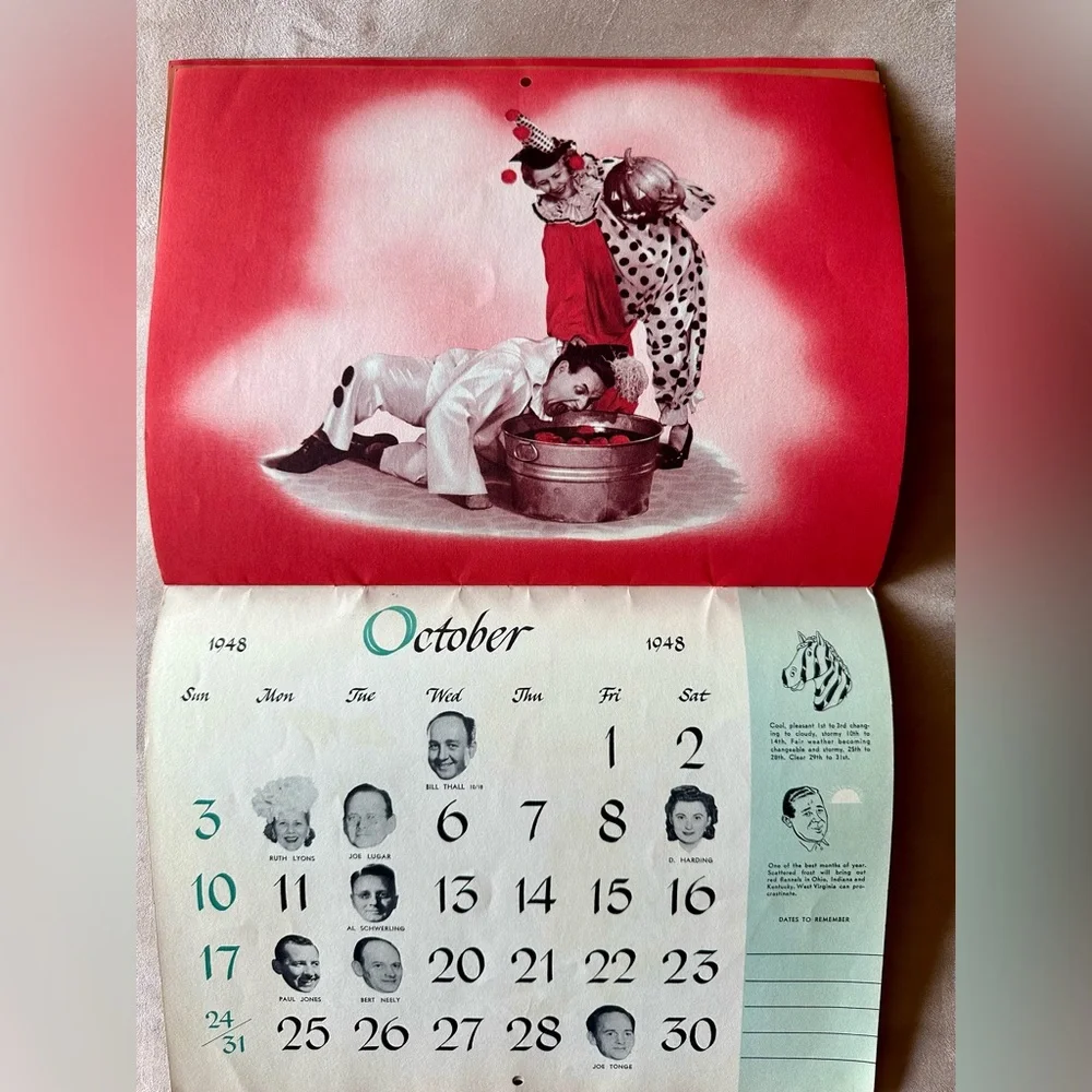1948 Calendar RARE “Your Morning Matinee” Good Vintage Condition